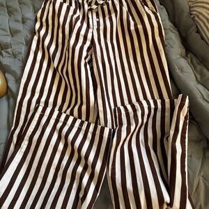 Striped Brown and White Women's Trousers